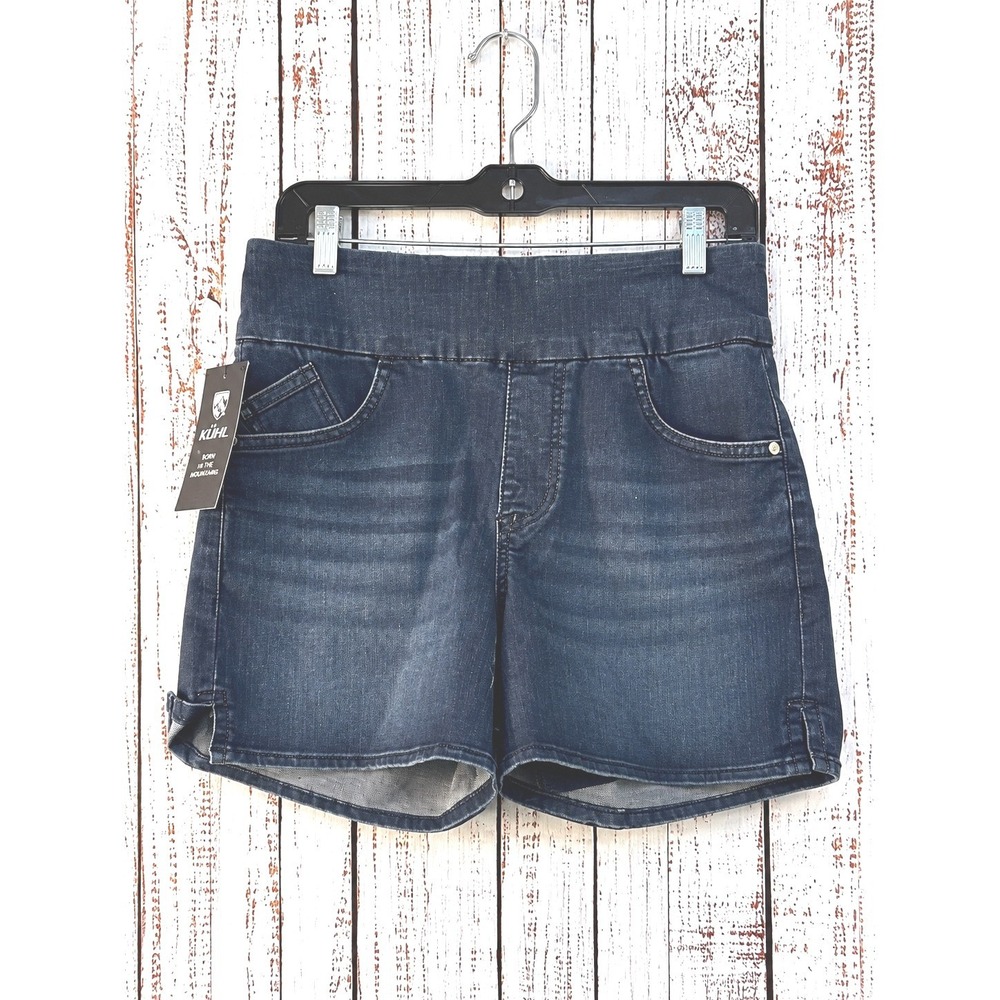 Rock & Republic Fever Pull-On Shorts Womens 10 Dark Wash Denim Mid Rise Cuffed